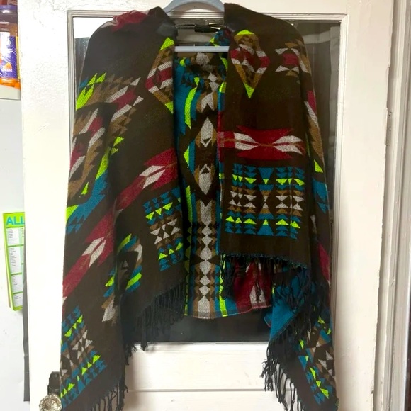 Colorful Earthbound Trading Co. hooded Cape - Picture 1 of 5